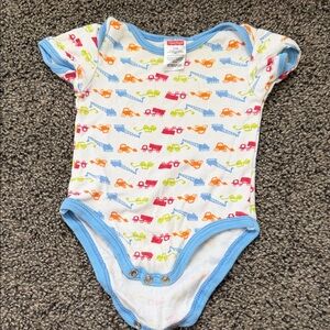 Fisher-Price Colorful Vehicle Print Bodysuit with Blue Trim